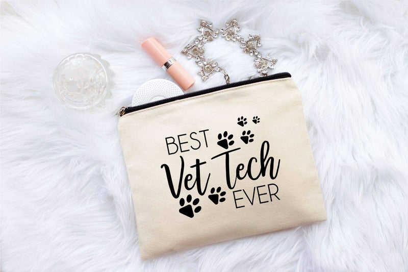 Moonwake Designs Best Vet Tech Ever Makeup Bag - Vet Tech Gift, Veterinarian Gift, Gift for Animal Lover - LeoForward Australia