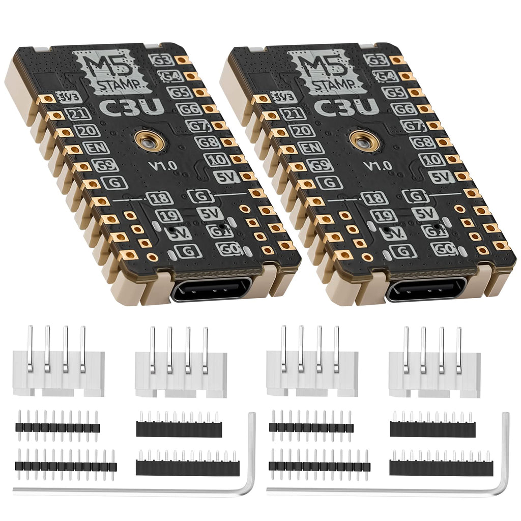  [AUSTRALIA] - M5Stack M5Stamp C3U Development Kit: 2pcs ESP32-C3 Wi-Fi IoT Development Board Microcontroller for Industrial, Smart Home, wearables, DIY Supports Ar duino ESP32-IDF