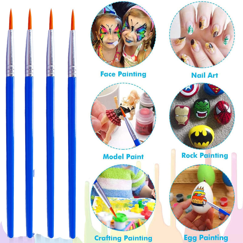  [AUSTRALIA] - 60 Pcs Paint Brushes Set for Kids Classroom Students Beginners，Small Brush Bulk for Detail Painting ,Round Flat Paintbrushes for Acrylic Painting，Oil Watercolor Acrylic Paint Brush 14cm-Round Blue