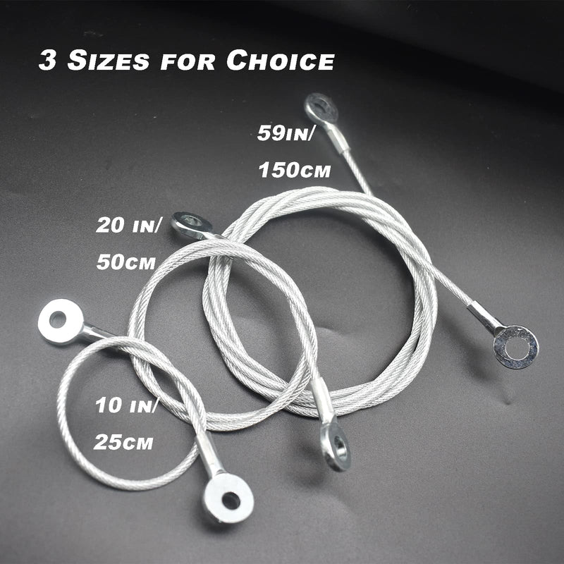  [AUSTRALIA] - Bytiyar 10 pcs 20 inch (50cm) 3mm Thickness Galvanized Steel Wire Cable Eyelets Ended Short Rope Lanyard Safety Tether Chain Lock with Vinyl Coated Cover Clear 20in/50cm Clear_10pcs