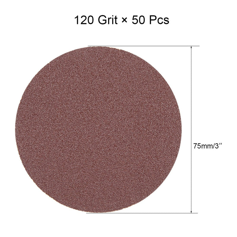  [AUSTRALIA] - uxcell 50Pcs 3 Inch Hook and Loop Sanding Disc 120 Grits Flocking Sandpaper for Random Orbit Sander Brown