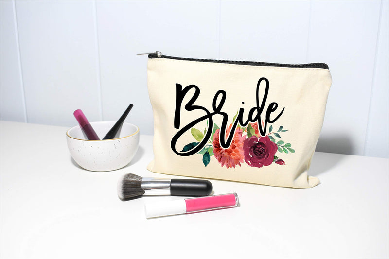 Moonwake Designs Bride Makeup Bag, Bridal Shower Gift, Gift for Bride, Wedding Cosmetic Pouch, Fall Makeup Bag, Autumn Wedding Gift - LeoForward Australia