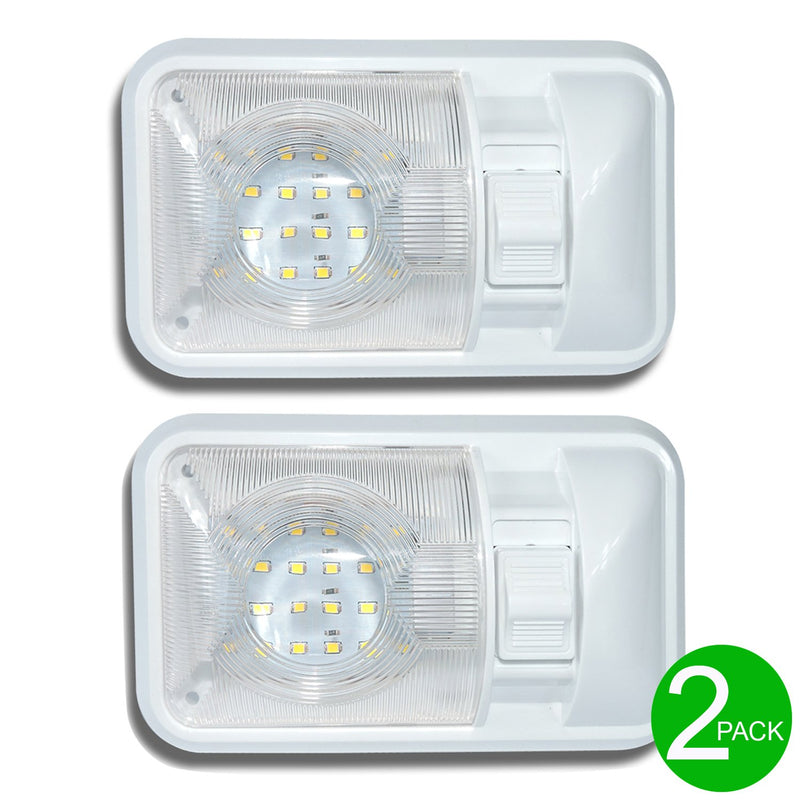  [AUSTRALIA] - Leisure LED 2 Pack 12V Led RV Ceiling Dome Light RV Interior Lighting for Trailer Camper with Switch, Single Dome 280LM