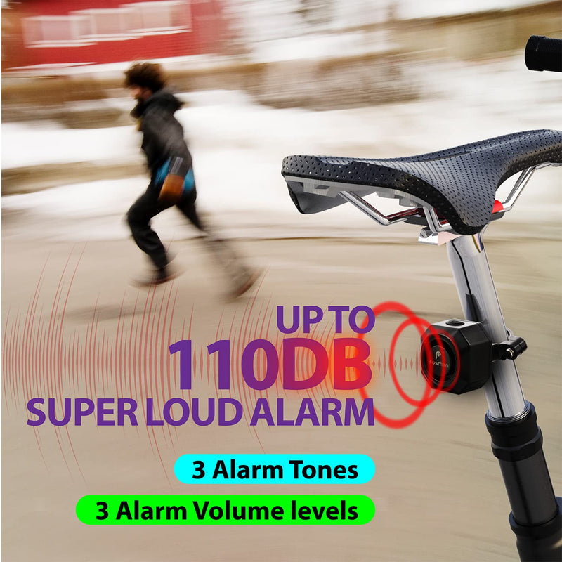  [AUSTRALIA] - Fosmon USB-C Rechargeable Bike Alarm with Remote, IP55 Waterproof Wireless 110dB Loud Anti-Theft Vibration Motion Sensor Vehicle Tracker Alarm Security System for Bicycle, E-Bike, Motorcycle, Scooter