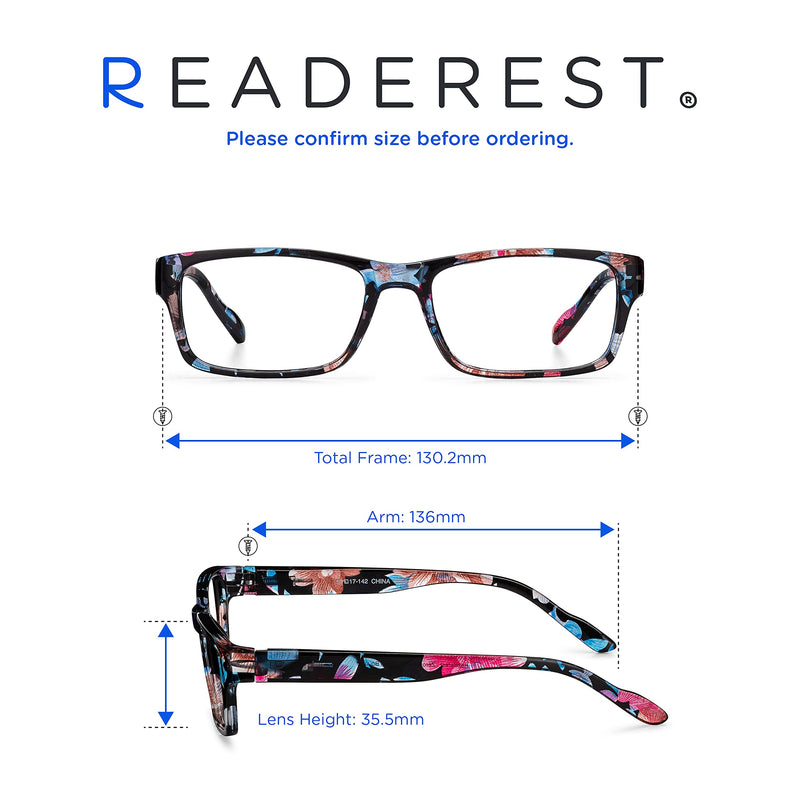 Readerest Blue Light Blocking Reading Glasses (Floral, 2.50 Magnification) Floral 2.5 x - LeoForward Australia