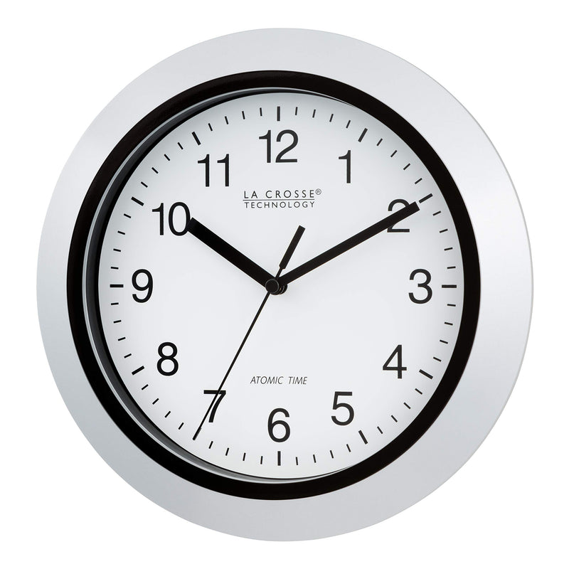La Crosse Technology Atomic Analog Wall Clock, 10", Silver - LeoForward Australia