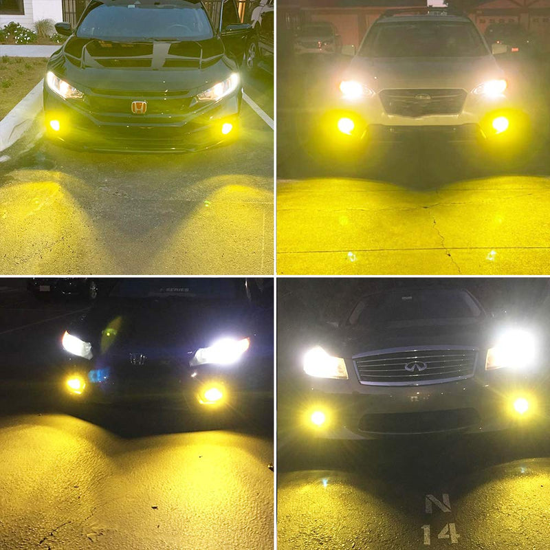 AUXLIGHT H1 LED Fog Light DRL Bulbs, 3000 Lumens Extremely Bright Bulbs Replacement for Cars, Trucks, Golden Yellow - LeoForward Australia