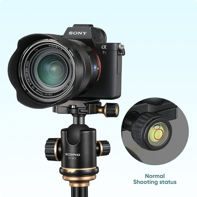  [AUSTRALIA] - Soonpho SP-02S Ball Head,360 Degree Rotating Panoramic DSLR Camera Tripod Ball Head with 1/4 Quick Plate Metal 8KG/17.6lbs Loading Capacity for DSLR Camera, Tripod, Monopod, Slider, Camcorder