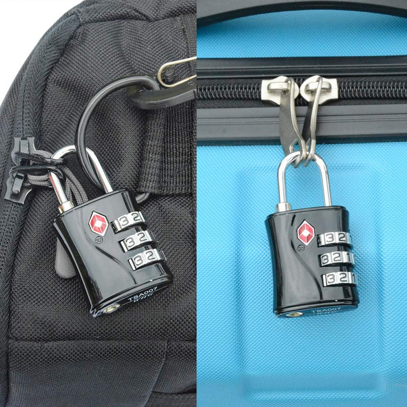  [AUSTRALIA] - ZHEGE Luggage Lock, TSA Lock for Travel, Suitcase, Backpack, Laptop Bag and Handbag-Easy to Set with Alloy Body 3 Digit Padlock Black1