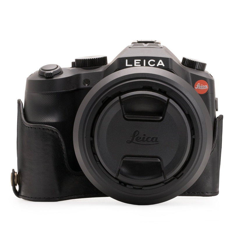  [AUSTRALIA] - MegaGear Ever Ready Genuine Leather Camera Case Compatible with Leica V-Lux (Typ 114) Black