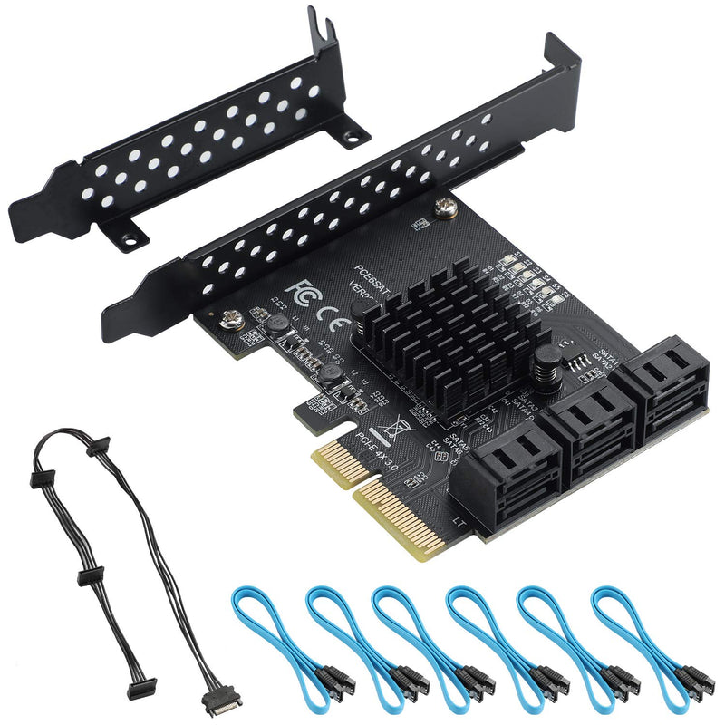  [AUSTRALIA] - BEYIMEI PCIe 4X SATA Card 6 Ports,SATA III 6 Gbps Controller Expansion Card, ASM1166/SATA 3.0 Non-Raid,with 6 SATA Cables, (Support 6 SATA 3.0 Devices) PCIE-4X 6SATA