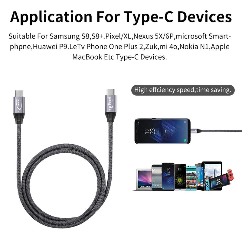  [AUSTRALIA] - USB Type C Gen 2 Cable(100W/20Gbps) Txtech USB3.1 C to USB C Type-C PD Cable E-Marker Power Delivery for MacBook Pro Galaxy S10 S20 Plus/Note 10/9,OnePlus8/7,Switch Nexus 6P and More(4.9ft)