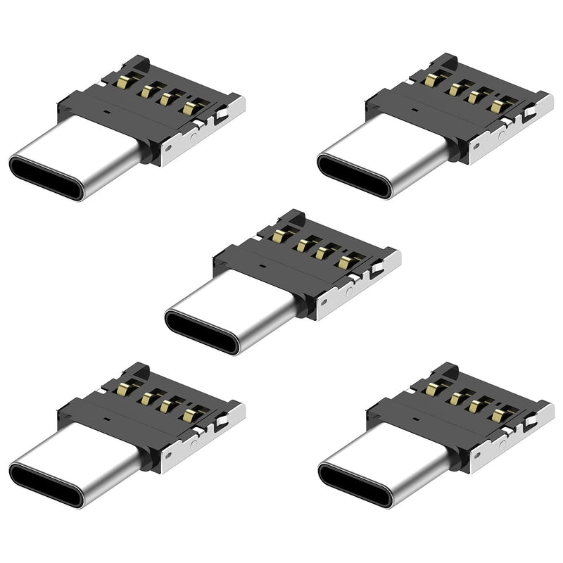  [AUSTRALIA] - Mini OTG Adapter，Ultra Mini DM USB C Type-C 2.0 OTG Cell Phone Connector is Suitable for Computers, Laptops, Mobile USB Flash Disk, USB Cables - 5 Pack (Silver-USB C)