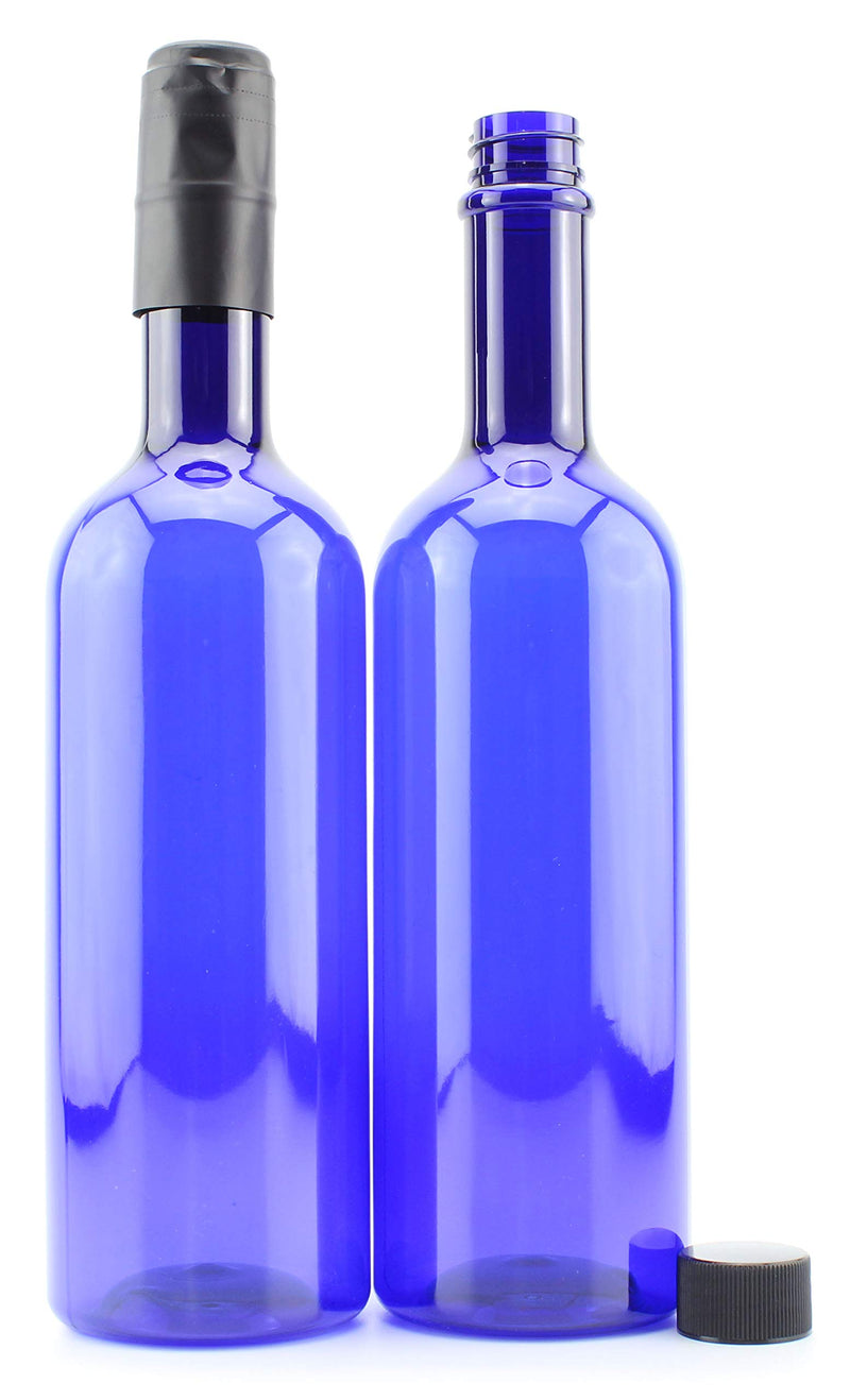  [AUSTRALIA] - Cornucopia Plastic Wine Bottles (10-Pack, Blue); Empty Bordeaux-Style Wine Bottles with Screw Caps and Seals 10