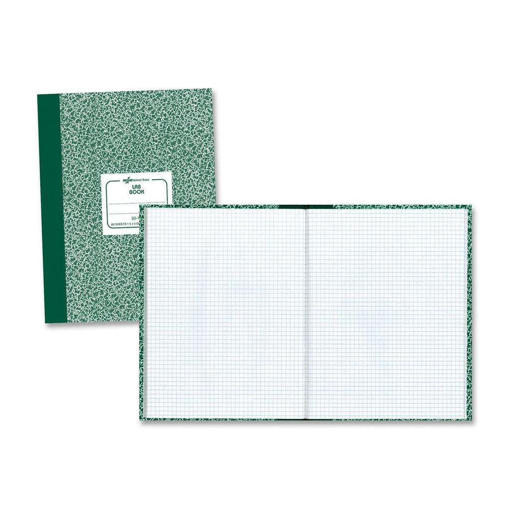  [AUSTRALIA] - National Laboratory Notebook, 5 x 5 Quad Ruling, Green Marble Cover, 10.125" x 7.875", 60 Sheets (53108)