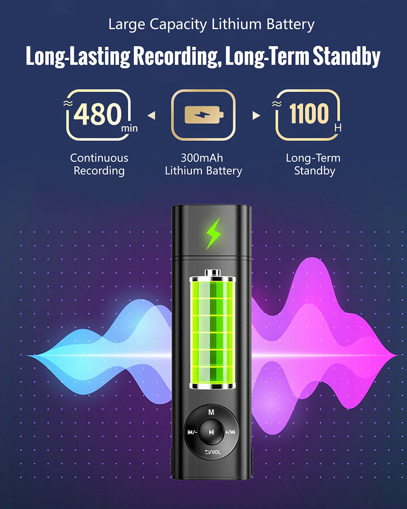  [AUSTRALIA] - 64GB USB Voice Recoreders, 1100 Hours Sound Audio Recorder, Portable Digital Audio Recorder with Noice Reduction,OTG,Back Clip for Lectures,Meetings,Interviews