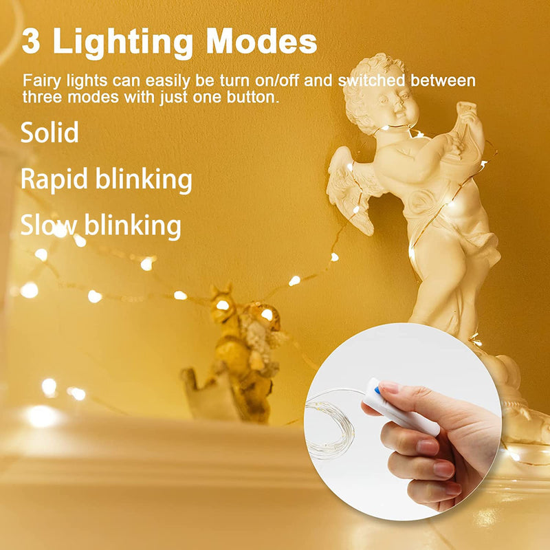  [AUSTRALIA] - 6 Pack Fairy Lights Battery Operated, 3 Speed Modes, Extra 6 Batteries for Replacement, 7Ft 20 LED Mini String Lights, Waterproof Silver Wire, Twinkle Firefly Lights for DIY Decoration 6 Pack