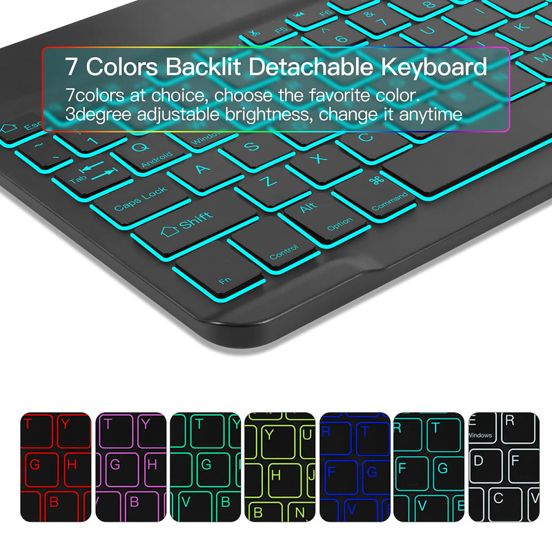  [AUSTRALIA] - Backlit Keyboard Case for Samsung-Galaxy-Tab A7 10.4 2020 - JUQITECH Smart Soft Case with Backlit Keyboard for Galaxy Tab A7 10.4 Inch SM-T500 SM-T505 SM-T507 Detachable Wireless Keyboard Cover, Black A7 10.4" A7 Black