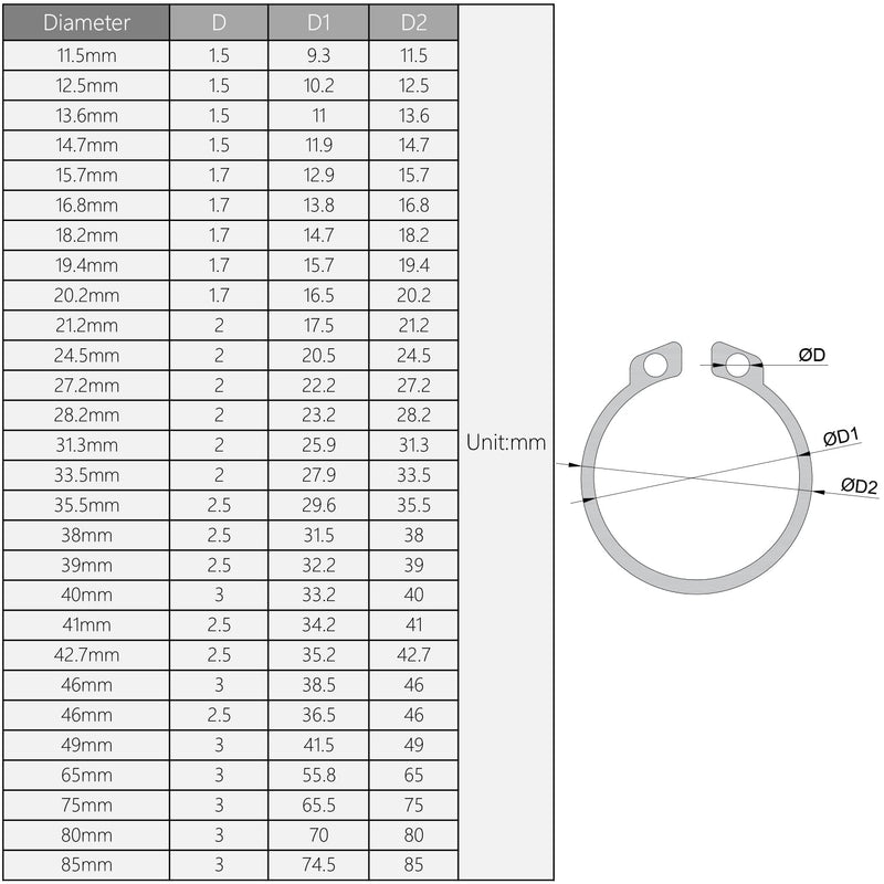  [AUSTRALIA] - MroMax External Circlips, 49mm OD External Retaining Rings, 304 Stainless Steel C-Clip Retaining Shaft Snap Rings for Automobiles, Valves, Electrical and Bearings, 20Pcs Φ45