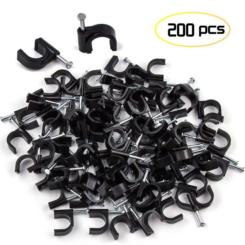  [AUSTRALIA] - Cable Clips Nail in Cable Clips 200 Pcs Cable Wire Clips Cable Tacks Coax Cable Clips Speaker Wire Clips Cable Nails for Cords Wall Wire Clips 4/6/8/10mm RG6 RG59 CAT6 RJ45 Ethernet Cable Clips Black