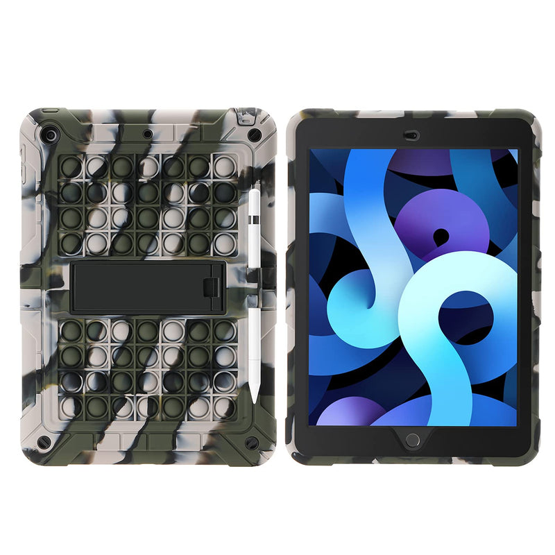  [AUSTRALIA] - XZC iPad 8th/7th Generation Case (iPad 10.2 Case 2020/2019) Push Pop Fidget iPad Case Shockproof Drop Protection Cover with Pencil Holder Kickstand Shoulder Strap (Camouflage) Camouflage