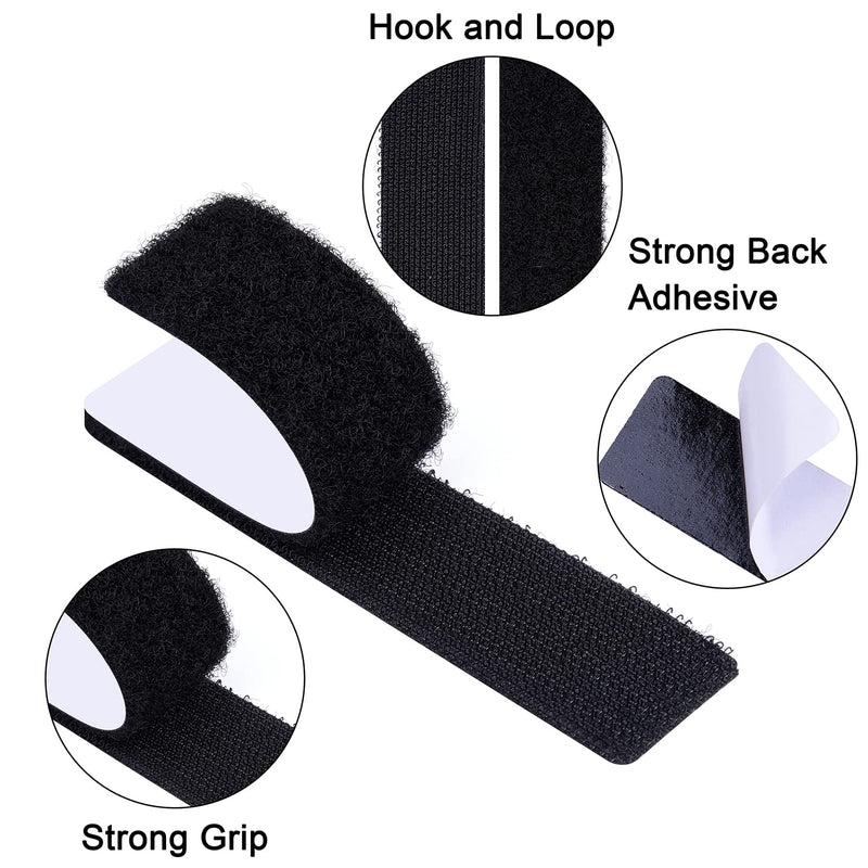  [AUSTRALIA] - Wisdompro Hook and Loop Strips with Adhesive, 16 Sets 1 x 4 Inch and 4 Sets 2 x 4 Inch Heavy Duty Fastener Double Sided Mounting Tape for Home, Office – Black