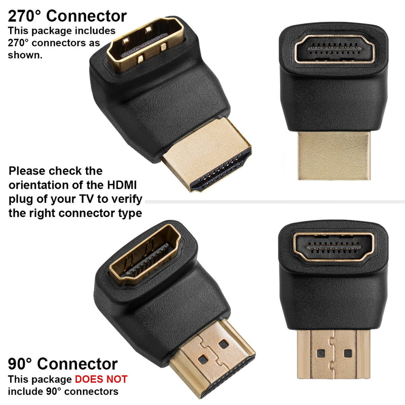 Twisted Veins ACHLA3 Three (3) Pack of HDMI 270 Degree/Right Angle Connectors/Adapters 270 Degree, 3 Pack - LeoForward Australia