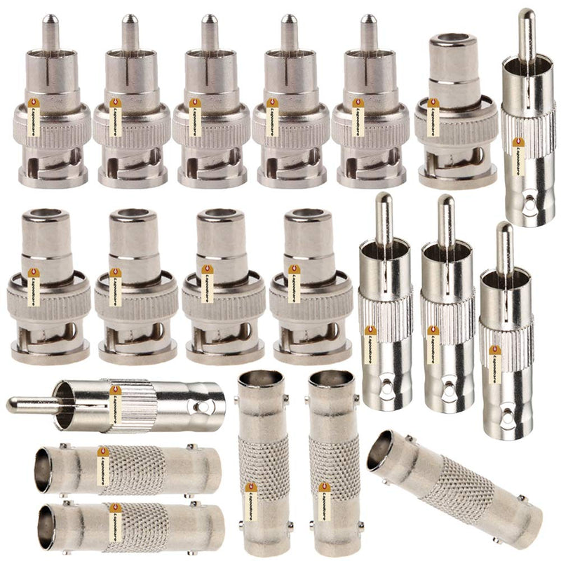  [AUSTRALIA] - Lsgoodcare 40Pcs BNC Male to RCA Female & BNC Female to RCA Male & BNC Female to BNC Female & BNC Male to RCA Male Convert Coaxial Connector Adapter for CCTV Security Camera Surveillance Video