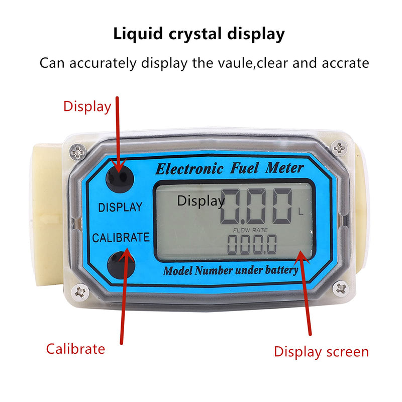 Diesel Fuel Meter, Digital Fuel Meter Water Flow Meter Mini Digital Turbine Flowmeter Diesel Fuel Flow Meter 15-120L/min 1" NPT - LeoForward Australia