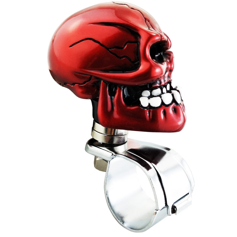  [AUSTRALIA] - Lunsom Skull Shape Steering Wheel Spinner Resin Driving Power Handle Control Grip Booster Suicide Knob Car Turning Aid Helper Fit Universal Vehicle (Red) Red