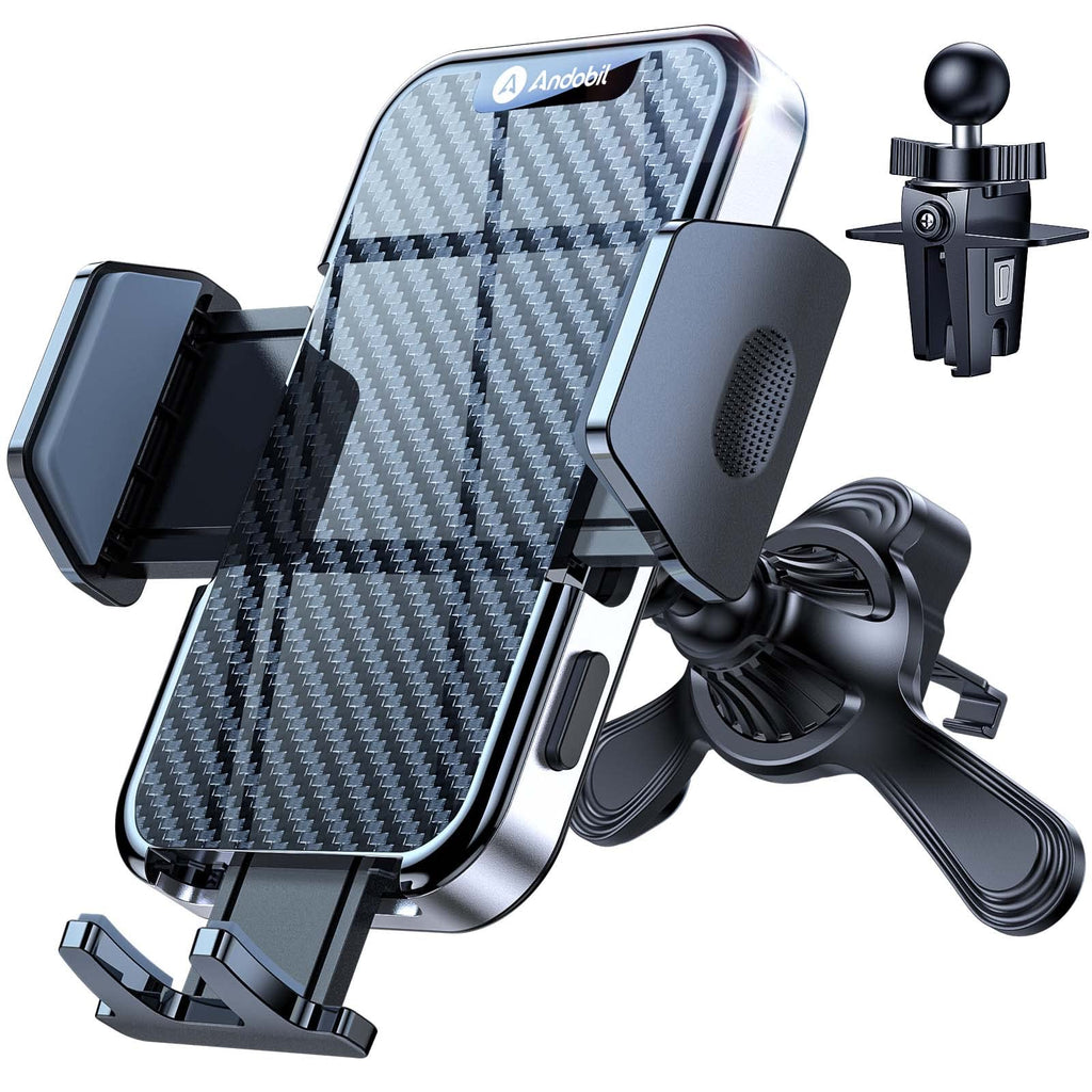  [AUSTRALIA] - andobil Car Vent Phone Holder Mount [Upgraded Steel Hook, 3-Point Stable] Universal Vent Clip Cell Phone Holder Compatible with iPhone 14 Pro Max, Plus, 13, 12, S22, S23 etc, 360 Adjustable Holder Black