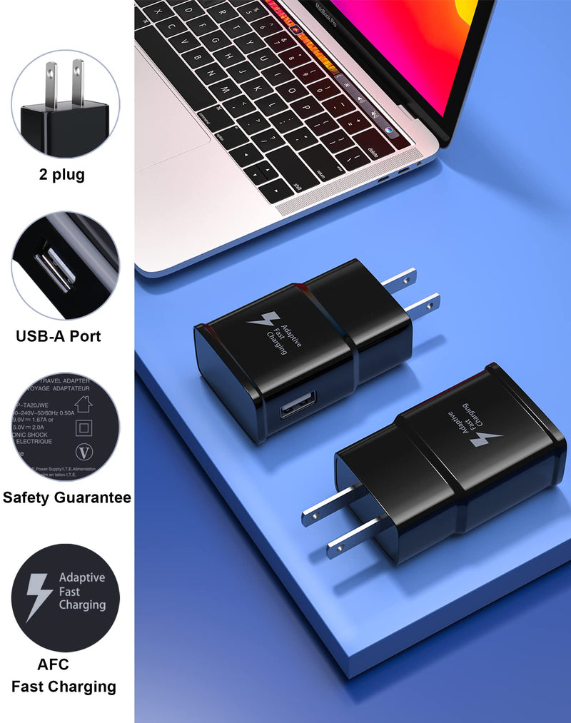  [AUSTRALIA] - Type C Fast Charger for Samsung, 2 Pack Adaptive Fast Charger Samsung Phone Charger Block & 6F Charge Cable Cord for Galaxy S8/S9/S10/Active S10e/S10 Plus/S20/S21 Ultra Plus, Note 8/9/10, Pixel 3 etc.
