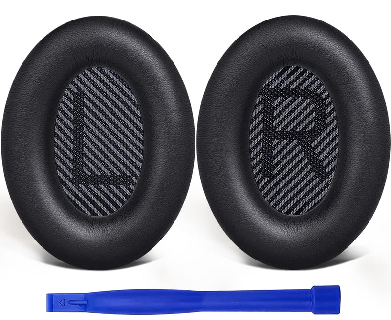  [AUSTRALIA] - SoloWIT Replacement Earpads Cushions for Bose QuietComfort 35 (QC35) & Quiet Comfort 35 II (QC35 ii) Headphones, Ear Pads with Softer Leather, Noise Isolation Foam, Added Thickness (Black) Black