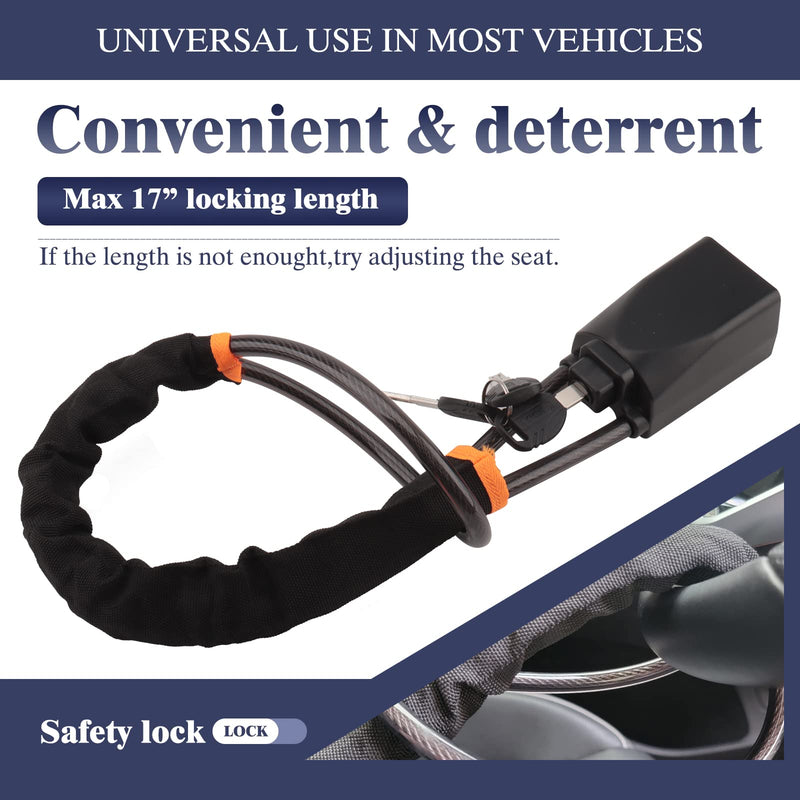  [AUSTRALIA] - Car Steering Wheel Lock, Universal Anti-Theft Device with 3 Keys Security Antitheft Locking, Max 28 Inch Length Fit Most Vehicle, SUV, Golf Cart Security (Black) Black