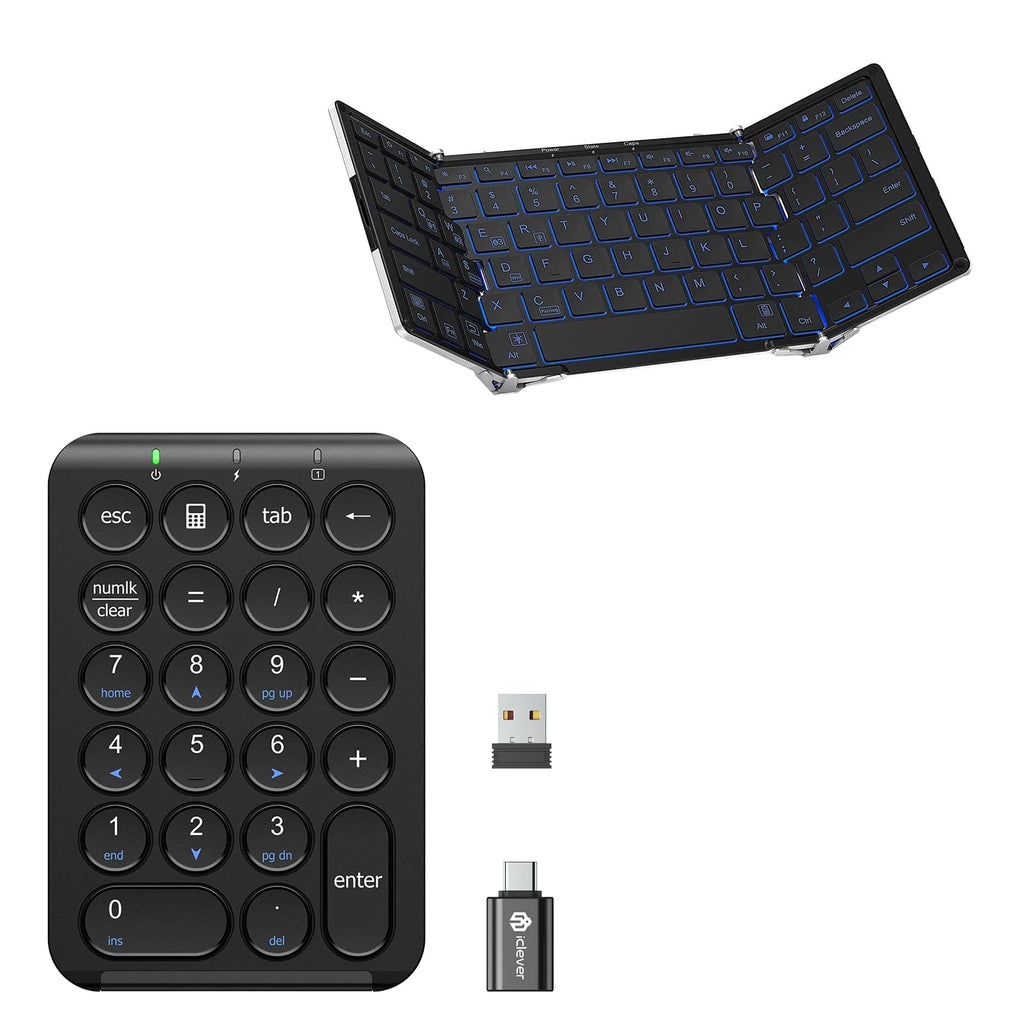  [AUSTRALIA] - iClever BK05 Bluetooth Keyboard with 3-Color Backlight, Bluetooth 5.1 Multi-Device Foldable Keyboard with Aluminum Alloy Base for iOS Windows Android Tablets, Smartphones, Laptops, PC and More