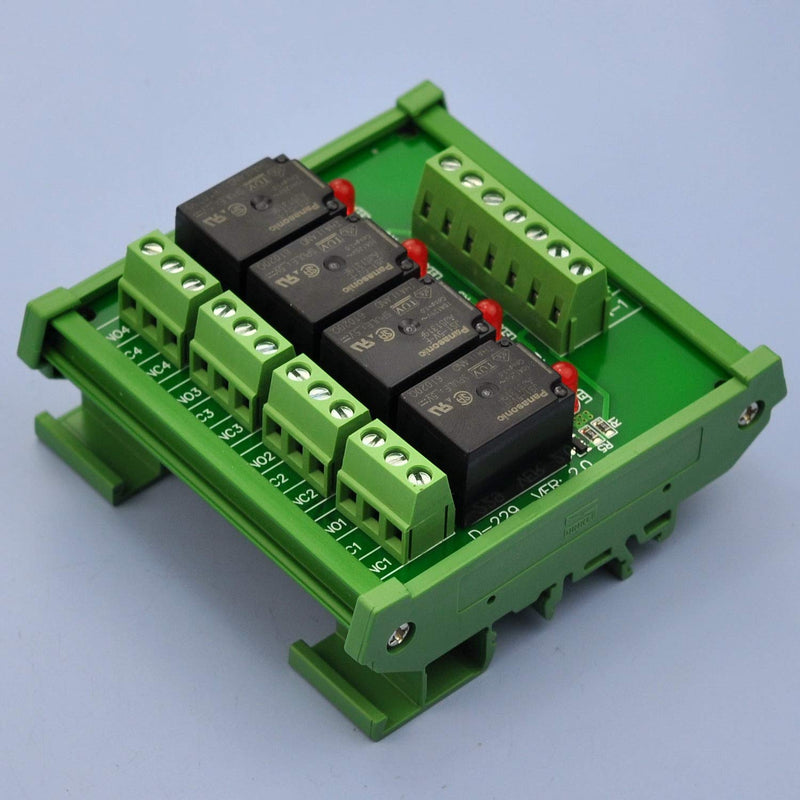  [AUSTRALIA] - Electronics-Salon DIN Rail Mount 4 SPDT 10Amp Power Relay Interface Module, DC 5V Version.