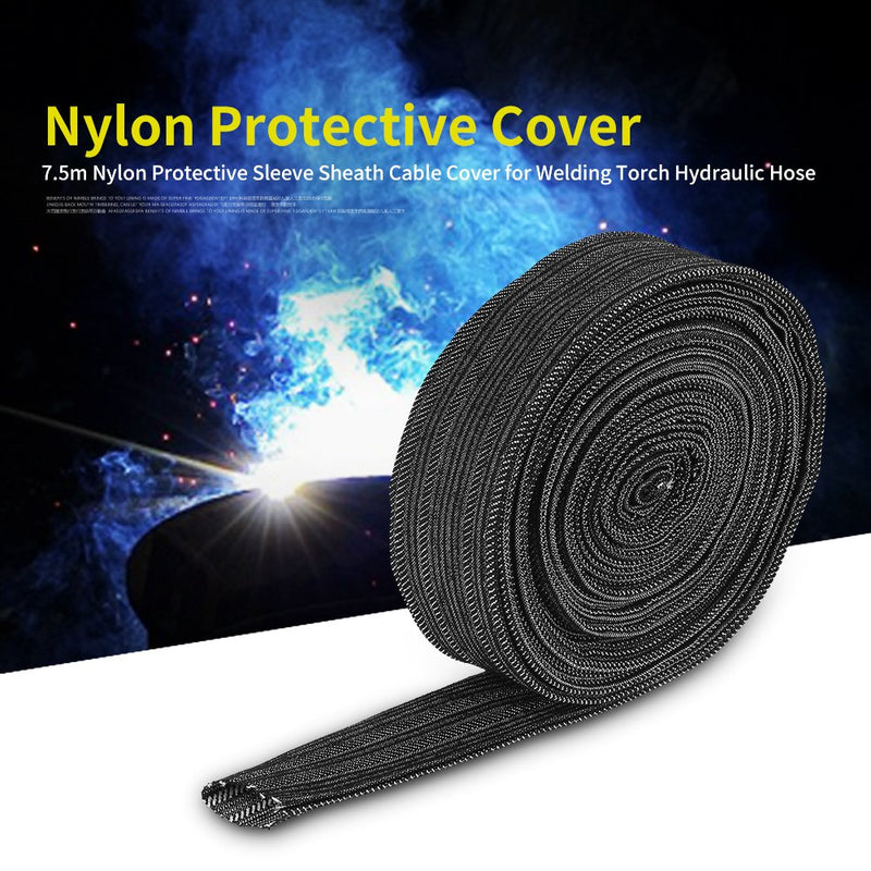  [AUSTRALIA] - 25FT 7.5M Nylon Protective Cable Cover, Hydraulic Hose Protector Sleeve TIG Cable Cover, Nylon Cable Management Sleeve for Welding Torch Hydraulic Hose