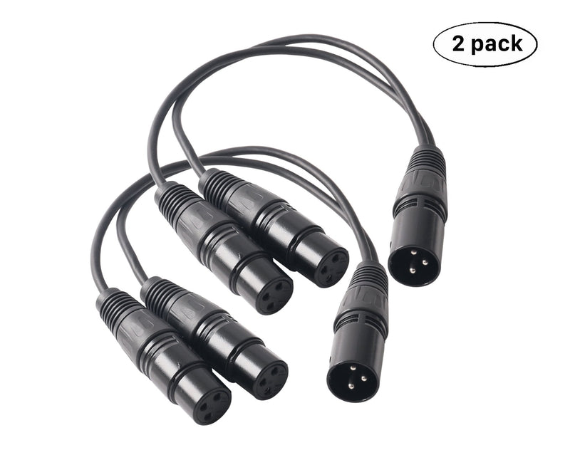  [AUSTRALIA] - Devinal XLR Splitter Male to 2 Female Cable, Dual XLR Female to XLR Male Balanced Patch Y Cable, 3 PIN XLR Plug to 2 XLR Jacks Microphone Adaptor Cord - 1 Feet 2 Pack Male_2_Female