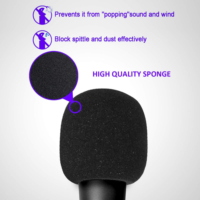  [AUSTRALIA] - Windscreen Foam Cover for Ball-Type Microphone - 6 Pack Mic Foam Pop Filter for Handheld Mics to Reduce Plosive Wind Noises by YOUSHARES black