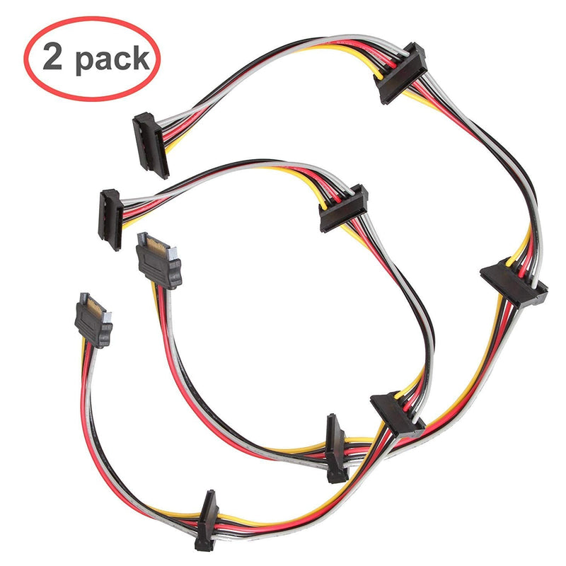  [AUSTRALIA] - LINESO (2 Pack) SATA 15 Pin Male to 4xSATA 15 Pin Female Power Splitter Cables L=19.5Inches (50CM)