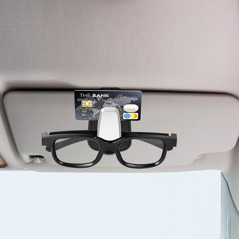  [AUSTRALIA] - 2 Packs Car Glasses Holder Universal Car Visor Sunglasses Holder Clip Leather Eyeglasses Hanger and Ticket Card Clip Eyeglasses Mount for Car (Black) Black