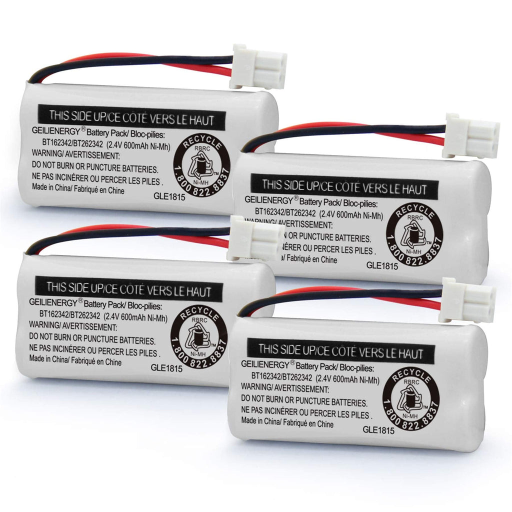  [AUSTRALIA] - GEILIENERGY Replacement Battery BT162342 / BT262342 BT166342/BT266342 BT183342/BT283342 Compatible for Cordless Telephones CS6114 CS6419 CS6719 EL52300 CL80111(Pack of 4) 4 Pack BT162342 Batteries