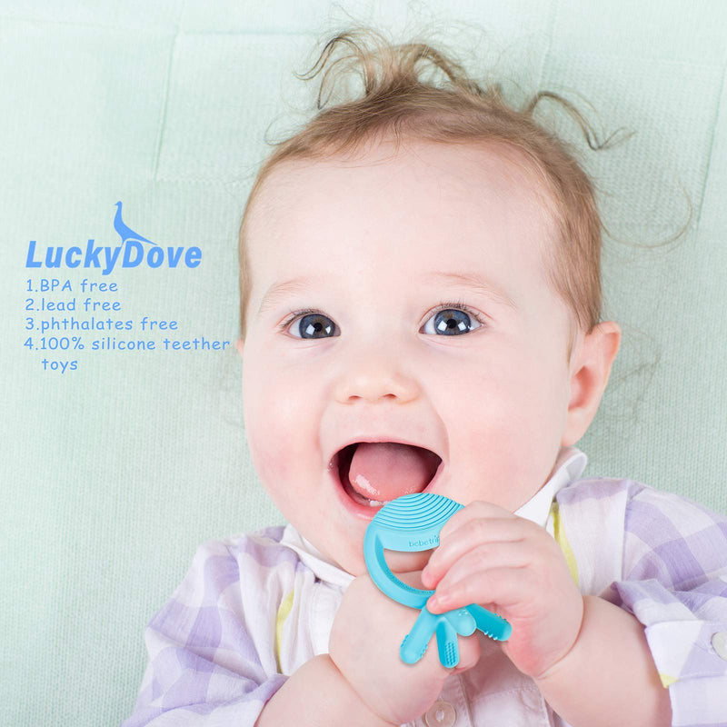 LuckyDove Baby Teething Toys for Newborn,Freezer Safe BPA Free Silicone Baby Teethers,Soothe Babies Teething Relief Sore Gums,Baby Teether Chew Toys,Blue Blue - LeoForward Australia