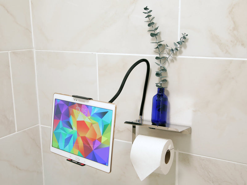 ElbeeHome Cell Throne Toilet Paper Phone and Tablet Holder Mount Stainless Steel Flexible Arm - LeoForward Australia