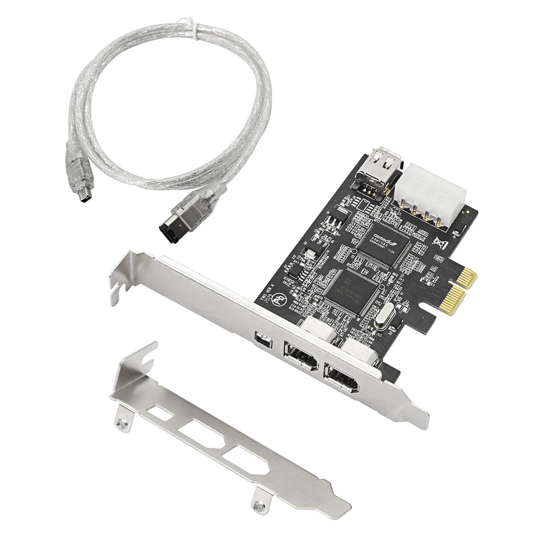  [AUSTRALIA] - CERRXIAN PCIe Firewire Card, PCI-E X1 to IEEE 1394 3X 6Pin & 1x 4Pin with Low Profile Bracket for Video,Photo