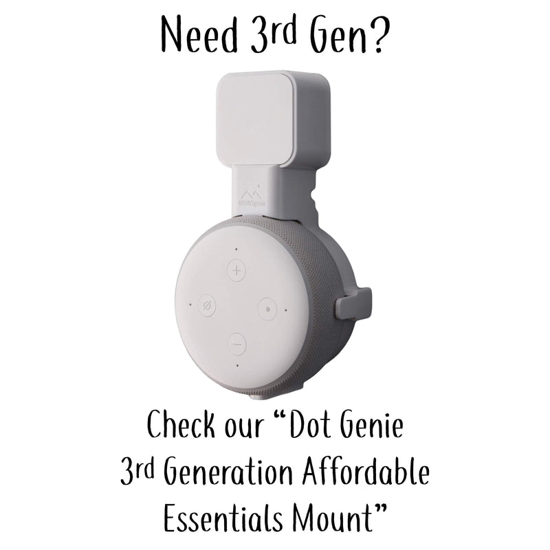  [AUSTRALIA] - Dot Genie Deluxe Mount for Amazon Echo Dot 2nd Generation Alexa: The Simplest and Cleanest High-End Outlet Wall Mount Hanger Stand for Kitchen and Bathroom Speakers (Matte White) Matte White