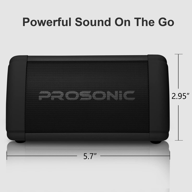  [AUSTRALIA] - Prosonic BT3 Portable Wireless Bluetooth Speaker with 10W Stereo Sound & Bass Boost -Rich Sound & Intense Bass -Bluetooth 5.0 -Microphone -IPX5 - in & Outdoor Speaker (Black) Black
