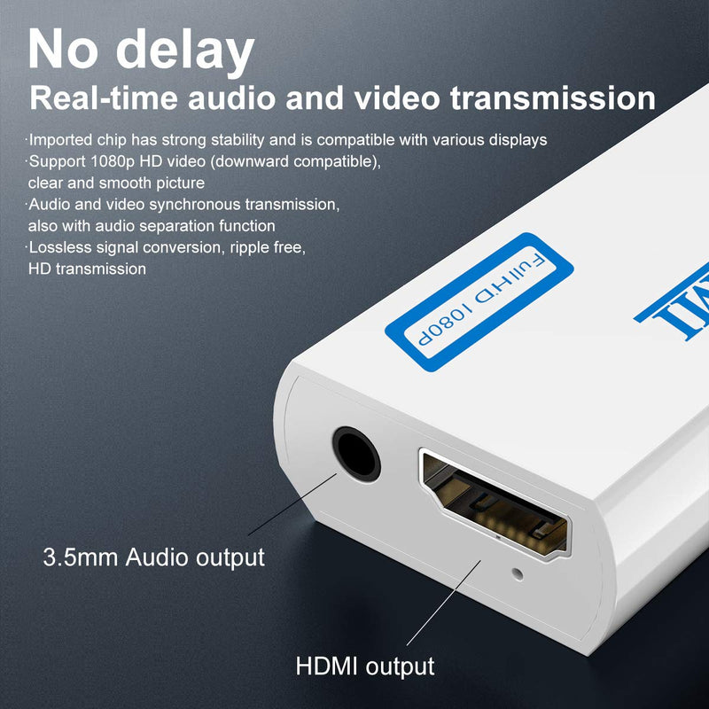  [AUSTRALIA] - wii to hdmi Adapter,Wii to hdmi Converter,Wii HDMI Adapter with 3.5mm Audio Jack&1080p 720p HDMI Output Compatible with All Wii Display Modes （ HDMI Cable Included）