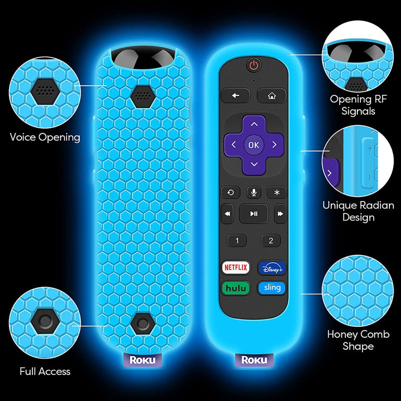  [AUSTRALIA] - 2 Pack Case for Roku Voice Remote Pro,Cover Roku Ultra 2020/2019/2018 Remote Control Silicone Protective Controller Back Sleeve Holder Universal Replacement Skin New Protector(Glow Blue,Glow Green)