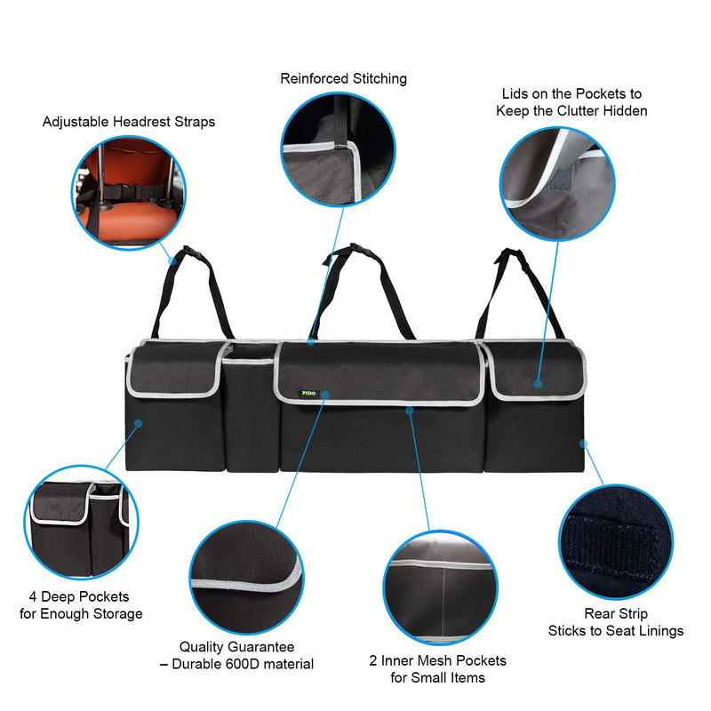  [AUSTRALIA] - PIDO Backseat Trunk Organizer, Hanging Seat Back Storage Organizer for SUV and Many Vehicles – Free Your Trunk Space